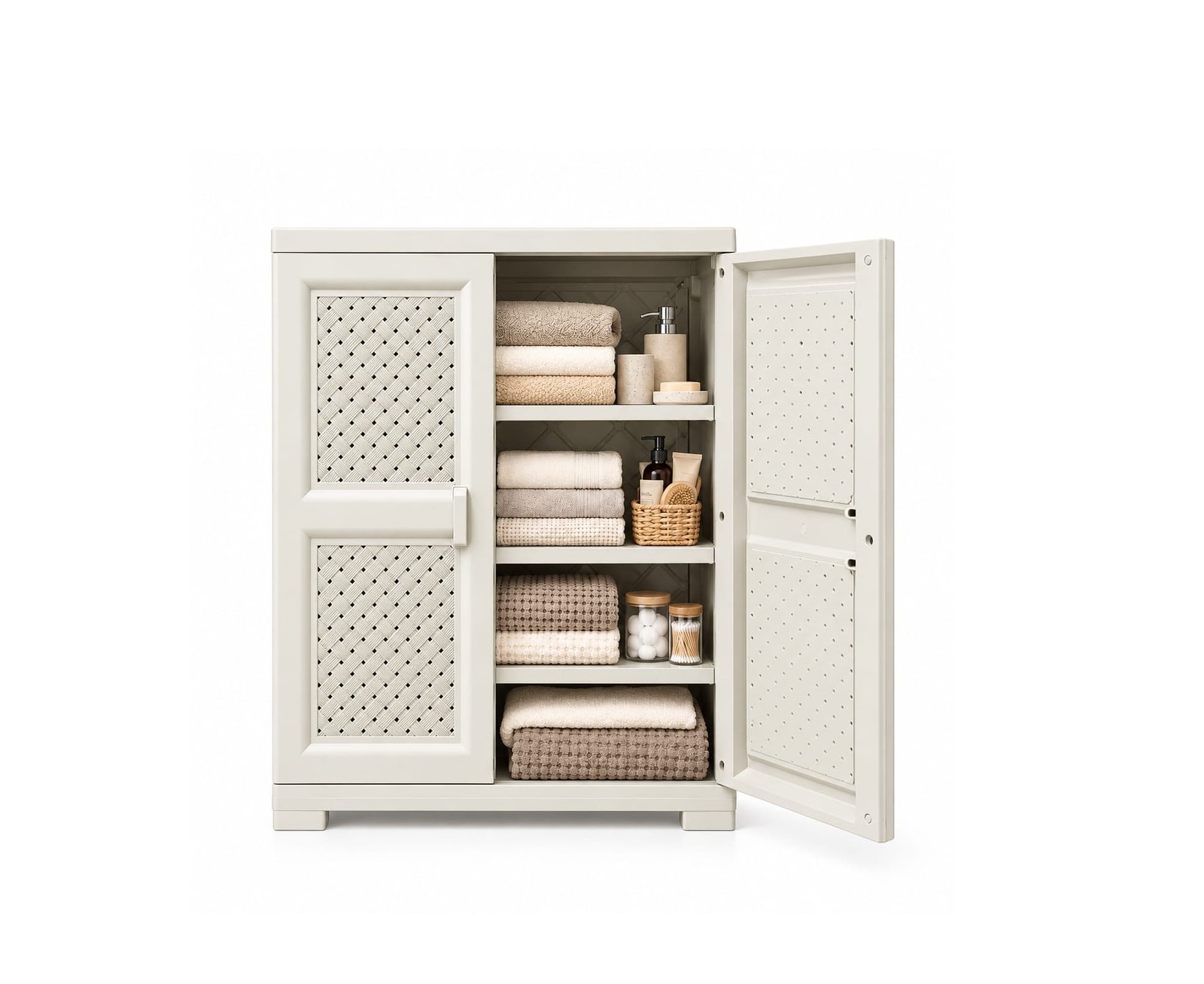 STORAGE CABINET WITH 4 SHELVES AND DOUBLE DOORS – WHITE
