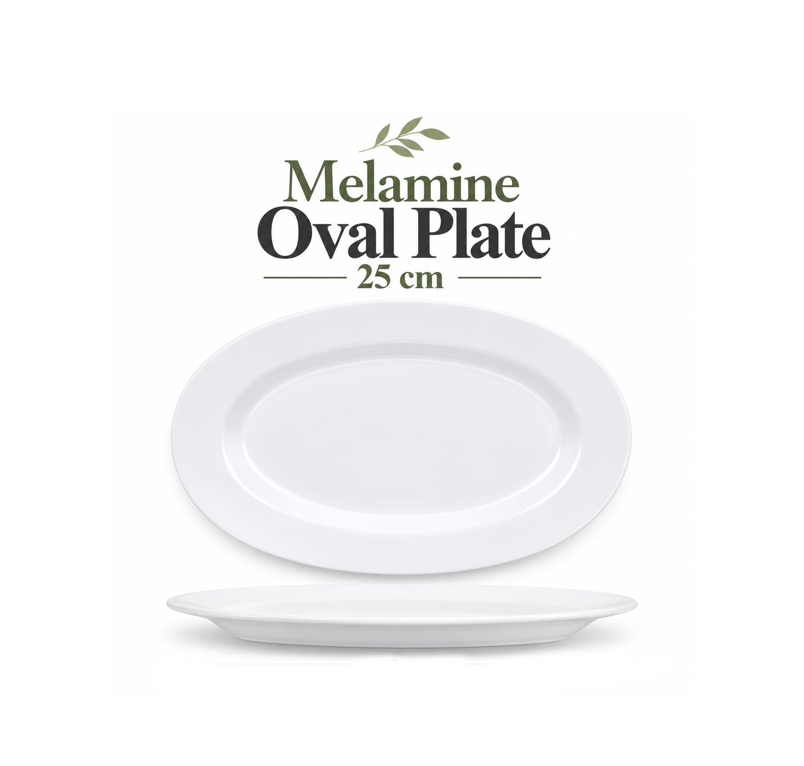 WHITE MELAMINE OVAL SERVING PLATTER 25 CM