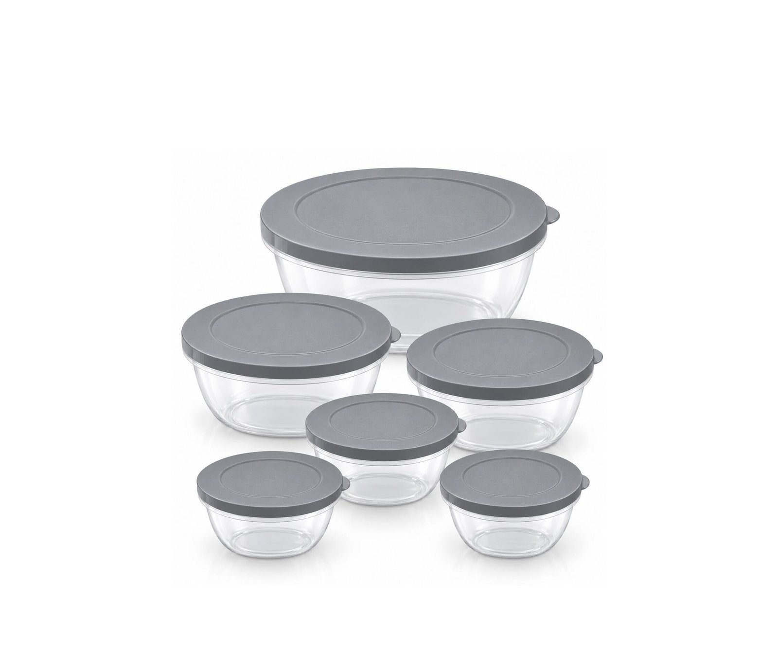 6 PCS ROUND PLASTIC FOOD STORAGE CONTAINERS SET