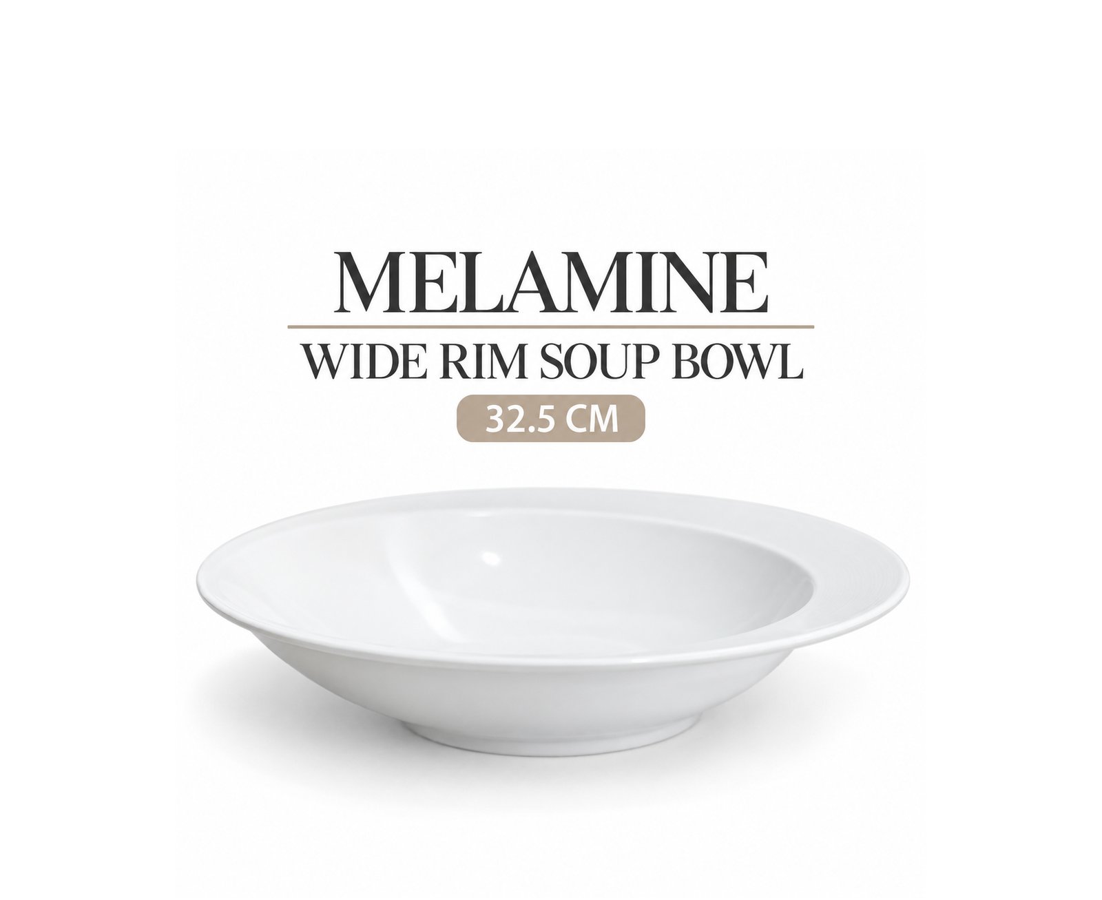 WHITE MELAMINE WIDE RIM SOUP & PASTA BOWL 32.5 CM