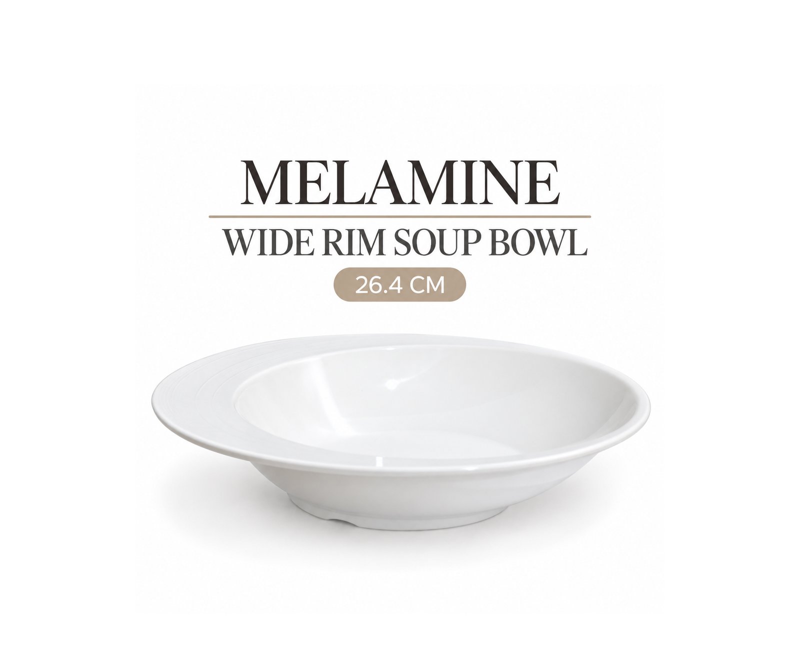 WHITE MELAMINE WIDE RIM SOUP & PASTA BOWL 26.4 CM