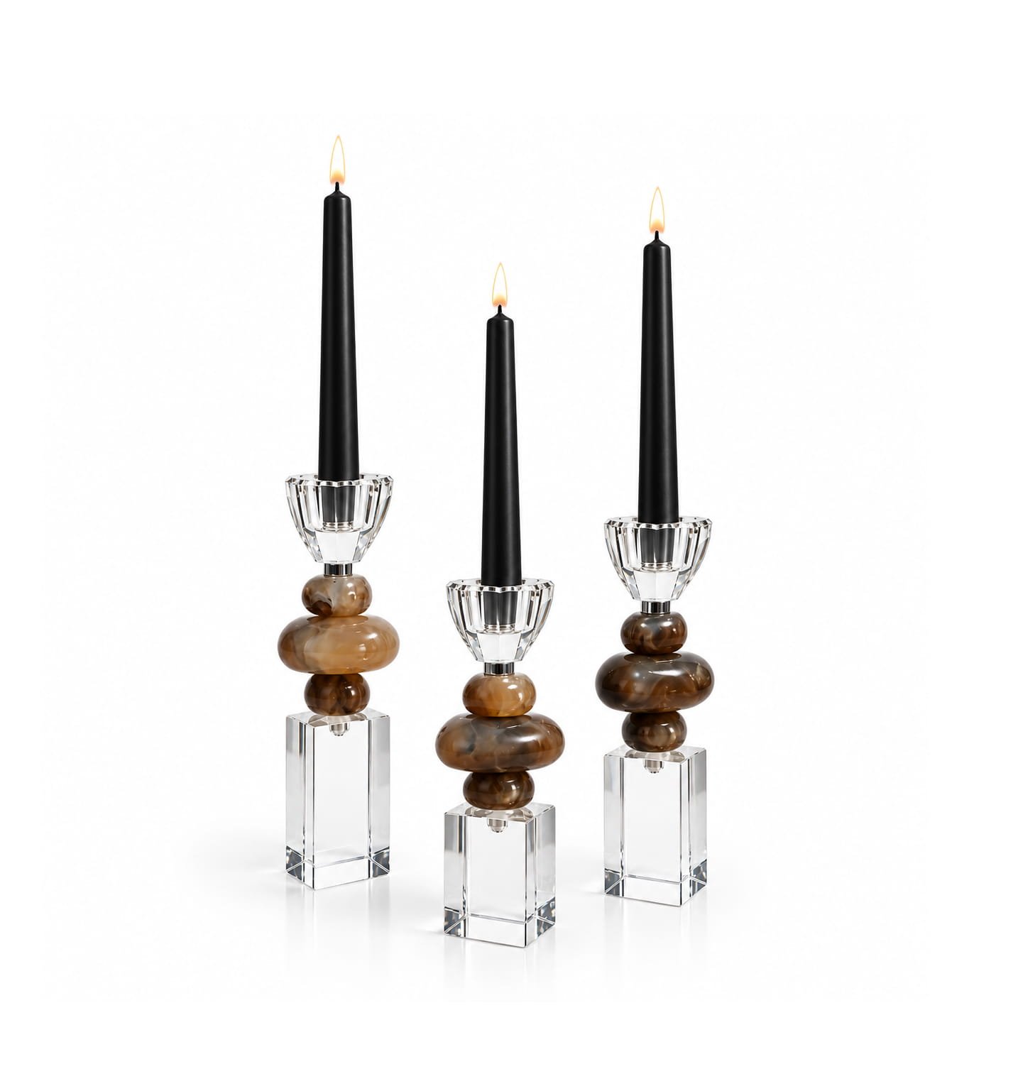 MODERN DECORATIVE GLASS CANDLE HOLDERS SET OF 3